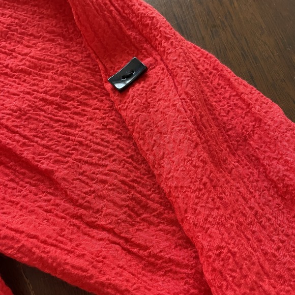 Ali Miles Women's Button Front Red Tunic Blouse XL 3/4 Sleeves Lagenlook Art - Picture 8 of 11